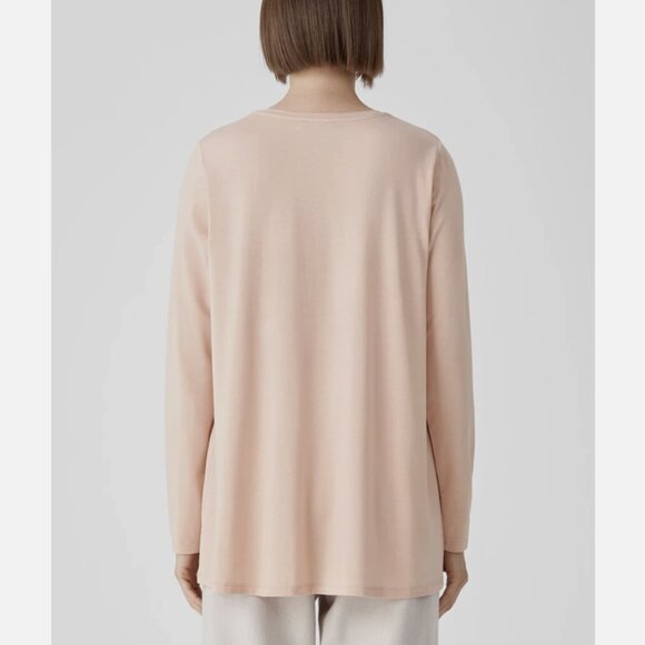 Eileen Fisher Dark Powder Fine Jersey Crew Neck Long Length Top - Picture 3 of 6